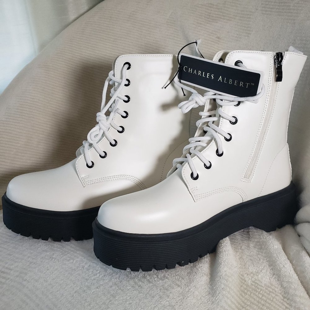 Size 7 White Charles Albert Combat Boots